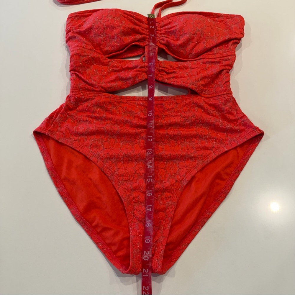 Jessica Simpson Coral Cutout Halter One-Piece Swimsuit Size Large - Picture 10 of 10